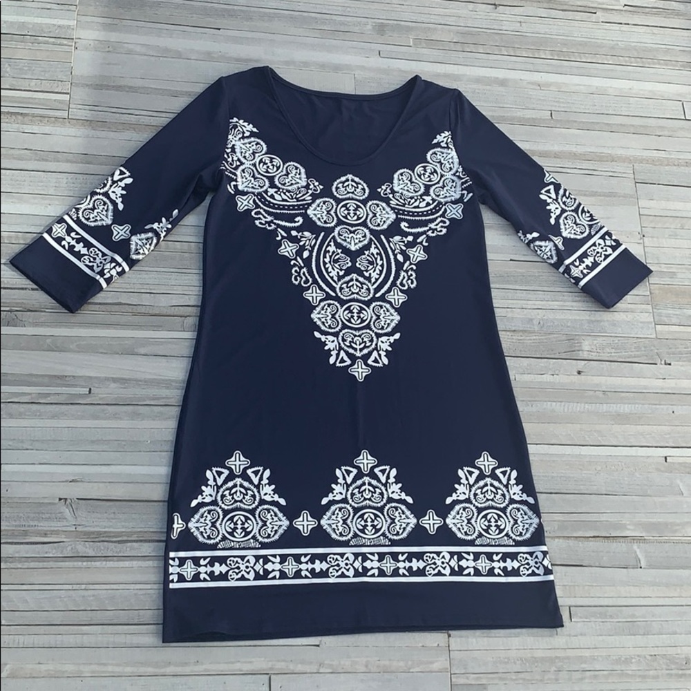 Navy and White Dress